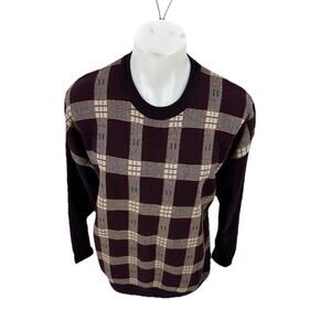 Slazenger XL Men Crewneck Pullover Sweater 100% Cotton Golf Checked Vtg 12-5k